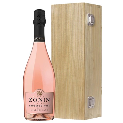 Zonin Prosecco Rose Doc Millesimato 75cl in Luxury Oak Box